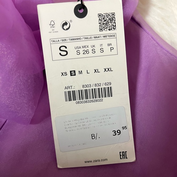 COPY - Zara Sheer Purple Blouse with Bow - Picture 2 of 3